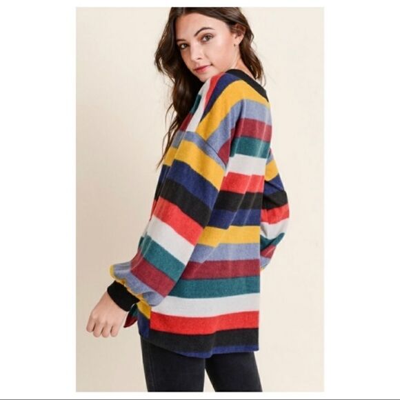 Soft and Warm Color Block Striped Fleece Top - Picture 6 of 10
